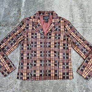 Selene Sport Women Blazer Jacket Brown Snake Skin Pattern Coat Size S